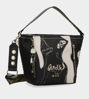 Geanta Crossbody Anekke Nature Shodō Medium Black | FMPVYL-329