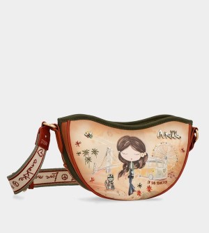 Geanta Crossbody Anekke Peace & Love Camel Oval | RPLGCE-028