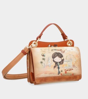 Geanta Crossbody Anekke Peace & Love Camel Mini | CGKRMO-691