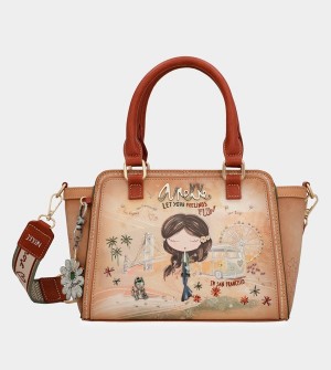 Geanta Crossbody Anekke Peace & Love Camel Bowling | TXOPDC-470