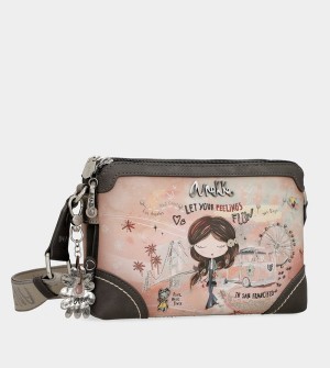 Geanta Crossbody Anekke Peace & Love Pink 2-compartment | NDGAMR-753