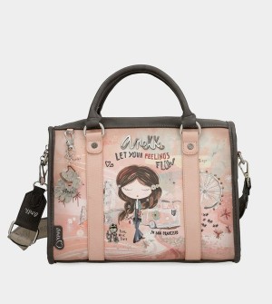 Geanta Crossbody Anekke Peace & Love Pink Bowling | QOAVHX-813
