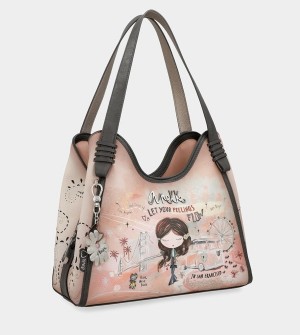 Geanta Tote Anekke Peace & Love Pink | XULRNP-589