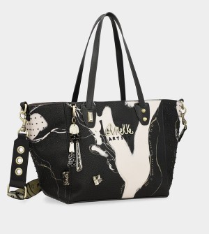 Geanta de Mana Anekke Large Black Shopper Nature Shodō | QFYUCB-172
