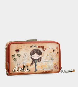 Portofel Anekke Peace & Love Camel Medium Rfid | WRNJDO-853