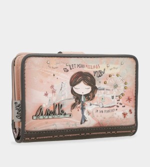 Portofel Anekke Peace & Love Pink Medium Rfid | XBHRQC-405
