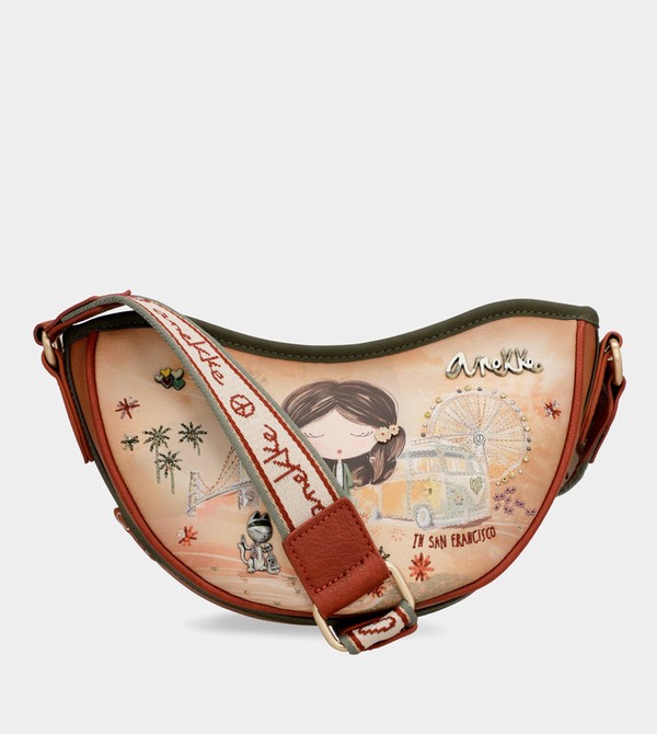 Geanta Crossbody Anekke Peace & Love Camel Oval | RPLGCE-028