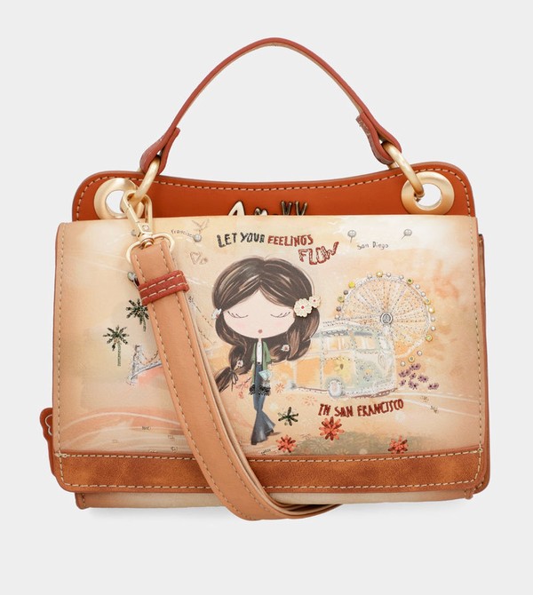 Geanta Crossbody Anekke Peace & Love Camel Mini | CGKRMO-691