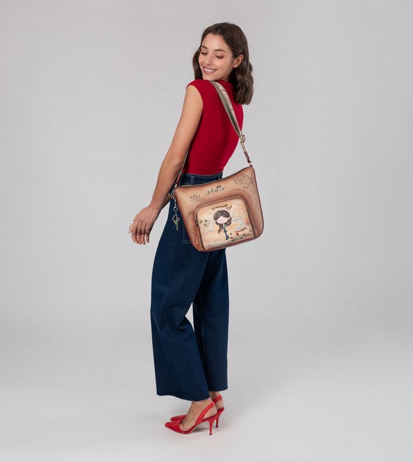 Geanta Crossbody Anekke Peace & Love Camel Large | GQJFMD-837