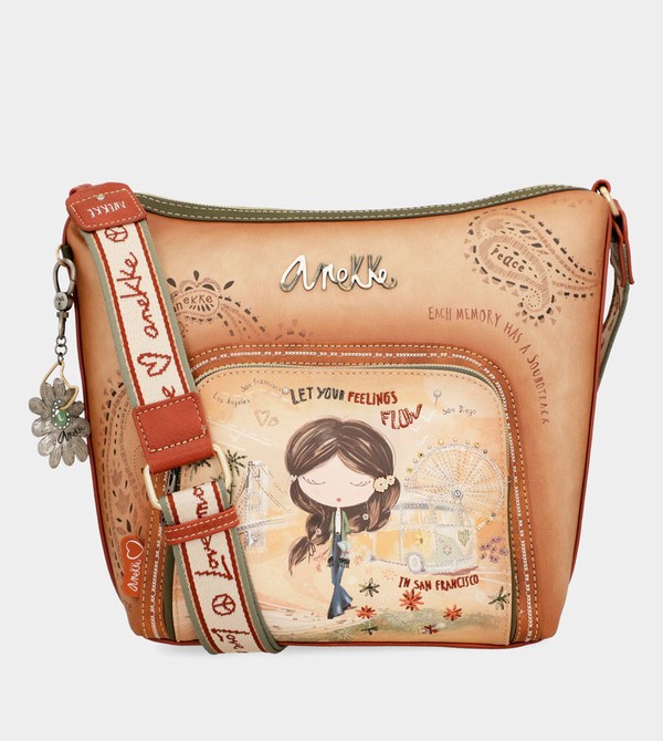 Geanta Crossbody Anekke Peace & Love Camel Large | GQJFMD-837