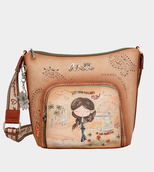 Geanta Crossbody Anekke Peace & Love Camel Large | GQJFMD-837
