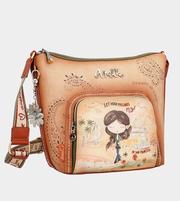 Geanta Crossbody Anekke Peace & Love Camel Large | GQJFMD-837