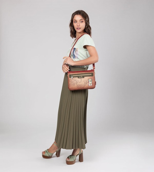 Geanta Crossbody Anekke Peace & Love Camel Print | WCUZGN-630