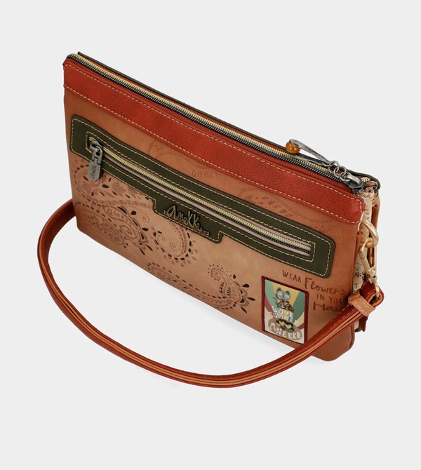 Geanta Crossbody Anekke Peace & Love Camel Print | WCUZGN-630