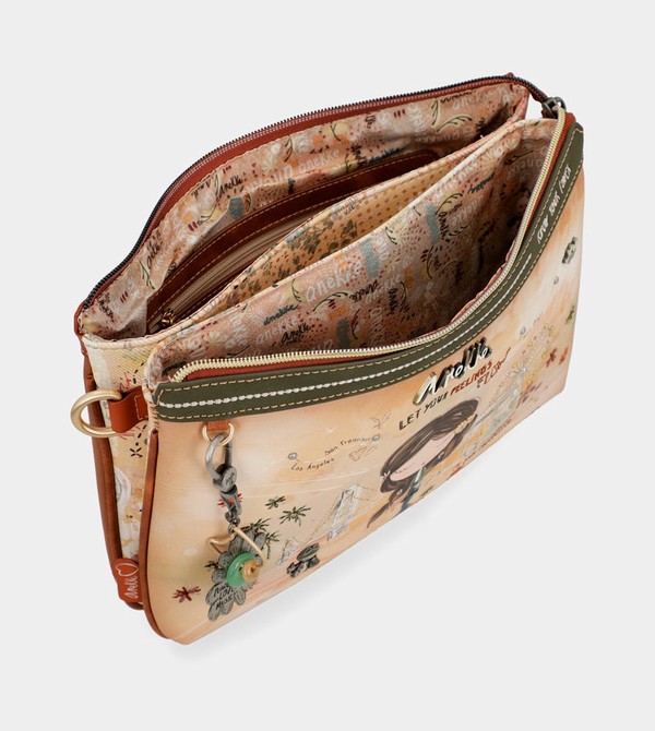 Geanta Crossbody Anekke Peace & Love Camel Print | WCUZGN-630