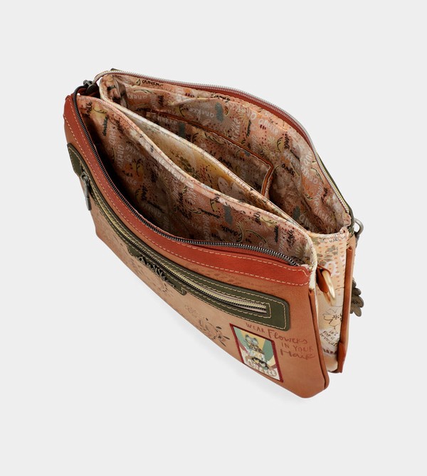 Geanta Crossbody Anekke Peace & Love Camel Print | WCUZGN-630