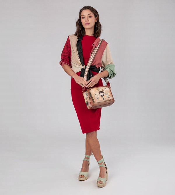Geanta Crossbody Anekke Peace & Love Camel Rectangular | XWRJKH-807