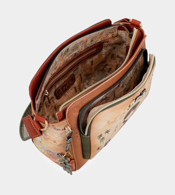 Geanta Crossbody Anekke Peace & Love Camel Rectangular | XWRJKH-807