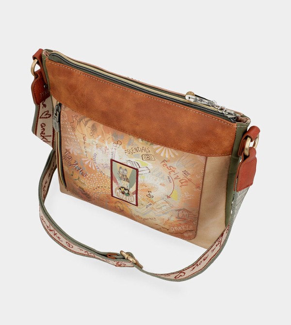 Geanta Crossbody Anekke Peace & Love Camel Square | CRHUOI-413