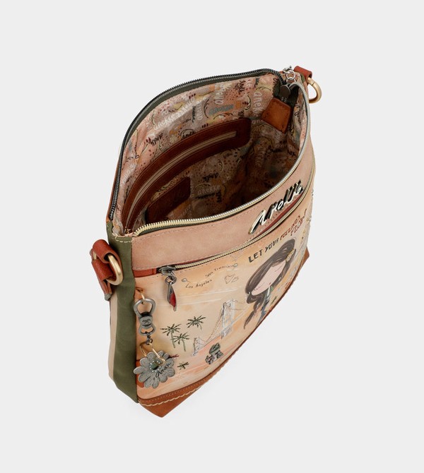 Geanta Crossbody Anekke Peace & Love Camel Square | CRHUOI-413