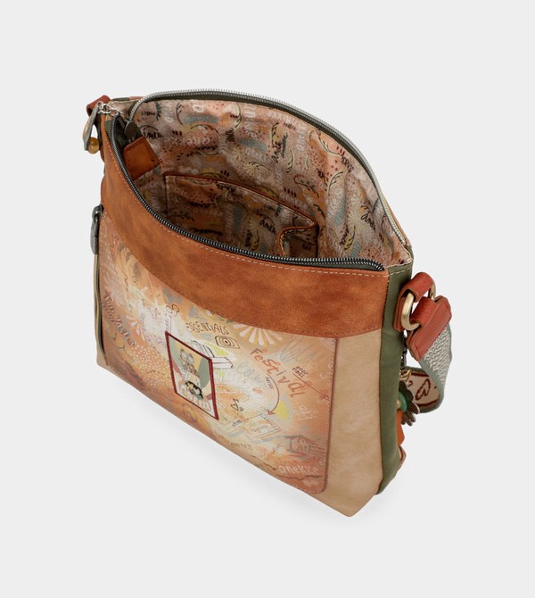 Geanta Crossbody Anekke Peace & Love Camel Square | CRHUOI-413