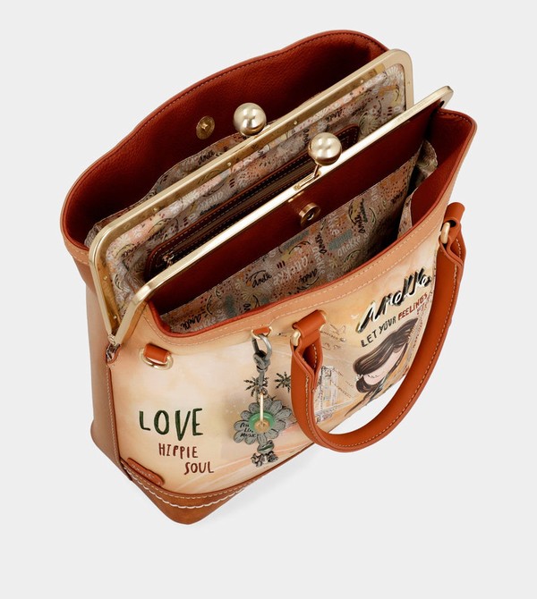 Geanta Crossbody Anekke Peace & Love Camel Kiss Clasp | VBEIFK-894