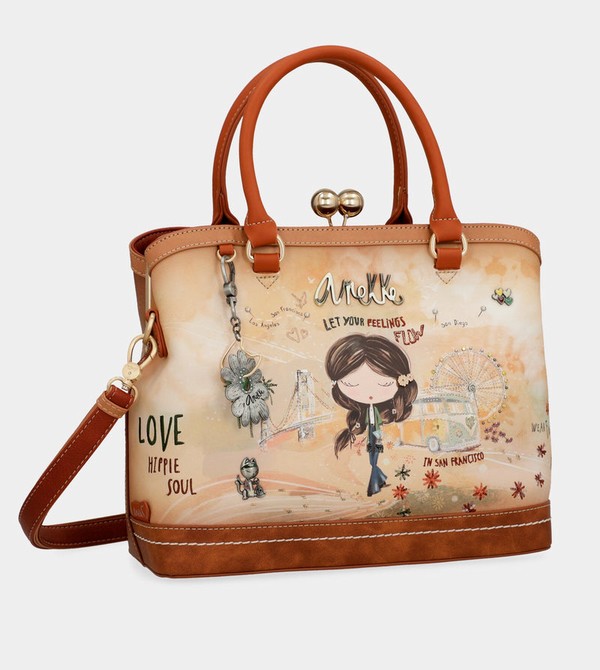 Geanta Crossbody Anekke Peace & Love Camel Kiss Clasp | VBEIFK-894