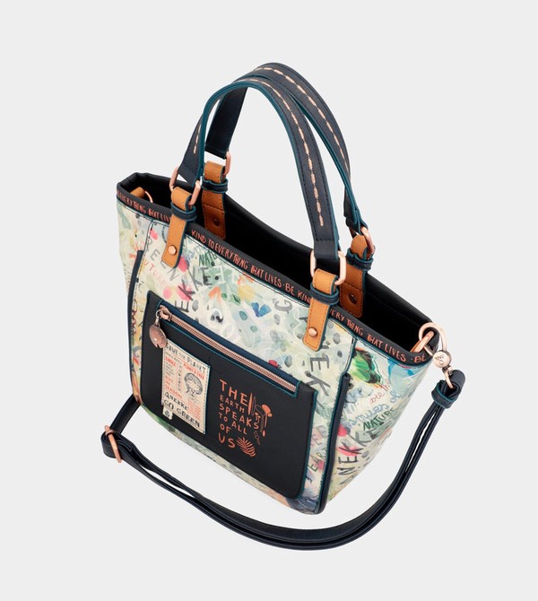 Geanta Tote Anekke Nature Pachamama Navy Blue Printed | IGDJOA-637
