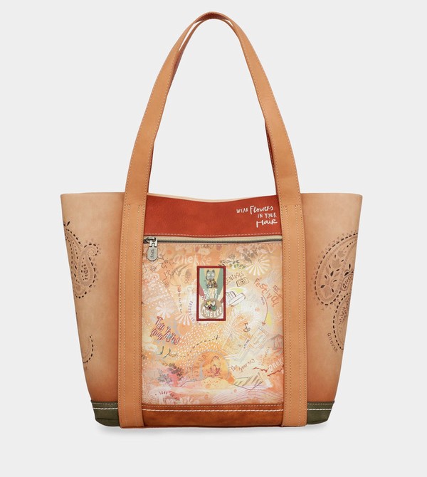 Geanta Tote Anekke Peace & Love Camel Shopping | SWAJUC-142