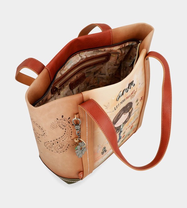 Geanta Tote Anekke Peace & Love Camel Shopping | SWAJUC-142
