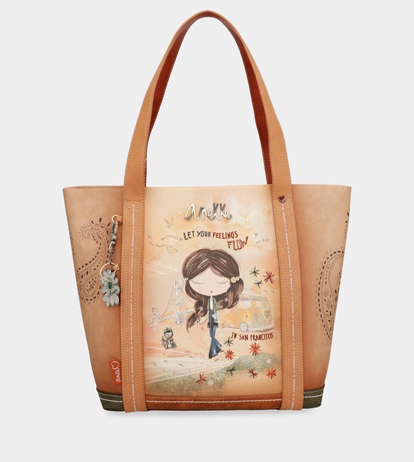 Geanta Tote Anekke Peace & Love Camel Shopping | SWAJUC-142