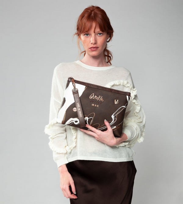 Geanta de Mana Anekke Nature Shodō Brown Clutch | BZRSDL-148