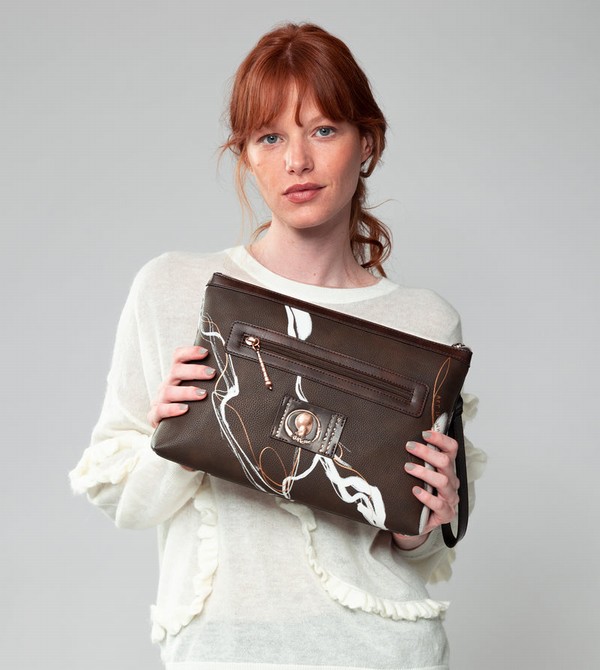 Geanta de Mana Anekke Nature Shodō Brown Clutch | BZRSDL-148