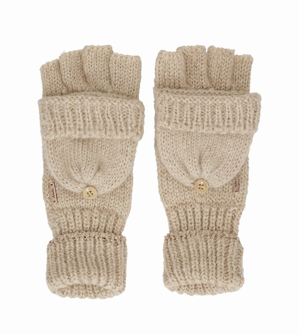 Manusi Anekke Beige Logo Mittens | SHMKPJ-106