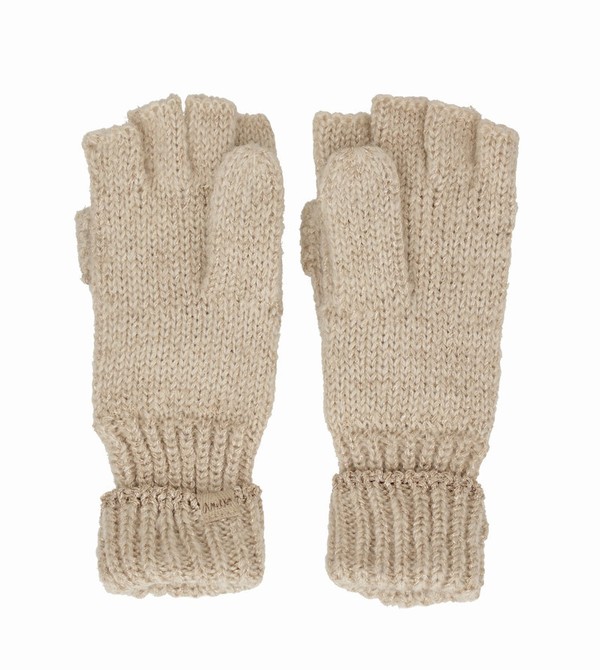 Manusi Anekke Beige Logo Mittens | SHMKPJ-106