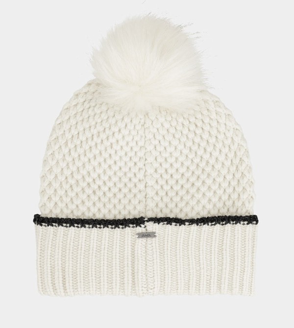 Palarie Anekke Beige Knitted Beanie With Pompom | NEOPZG-175