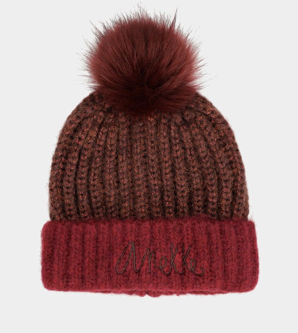 Palarie Anekke Burgundy Knitted Beanie With Pompom | INQKZJ-501