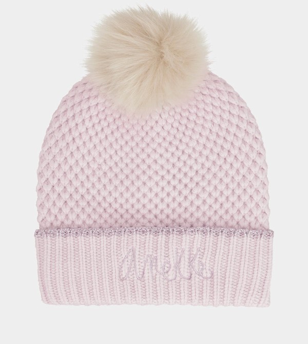 Palarie Anekke Knitted Beanie With Pink Pompom | PQAKUO-097
