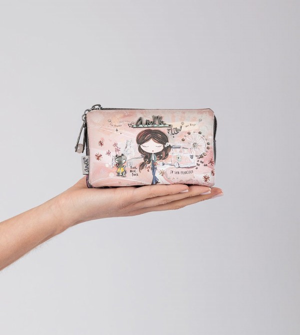 Portofel Anekke Peace & Love Pink 3-compartment Coin | AMVKWZ-602