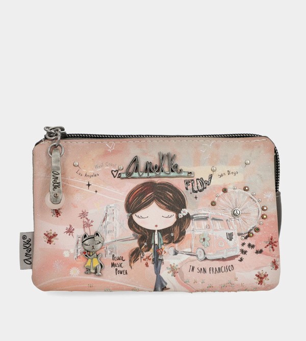 Portofel Anekke Peace & Love Pink 3-compartment Coin | AMVKWZ-602