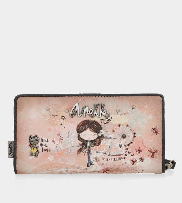 Portofel Anekke Peace & Love Pink Large Rfid | DEZMJK-026